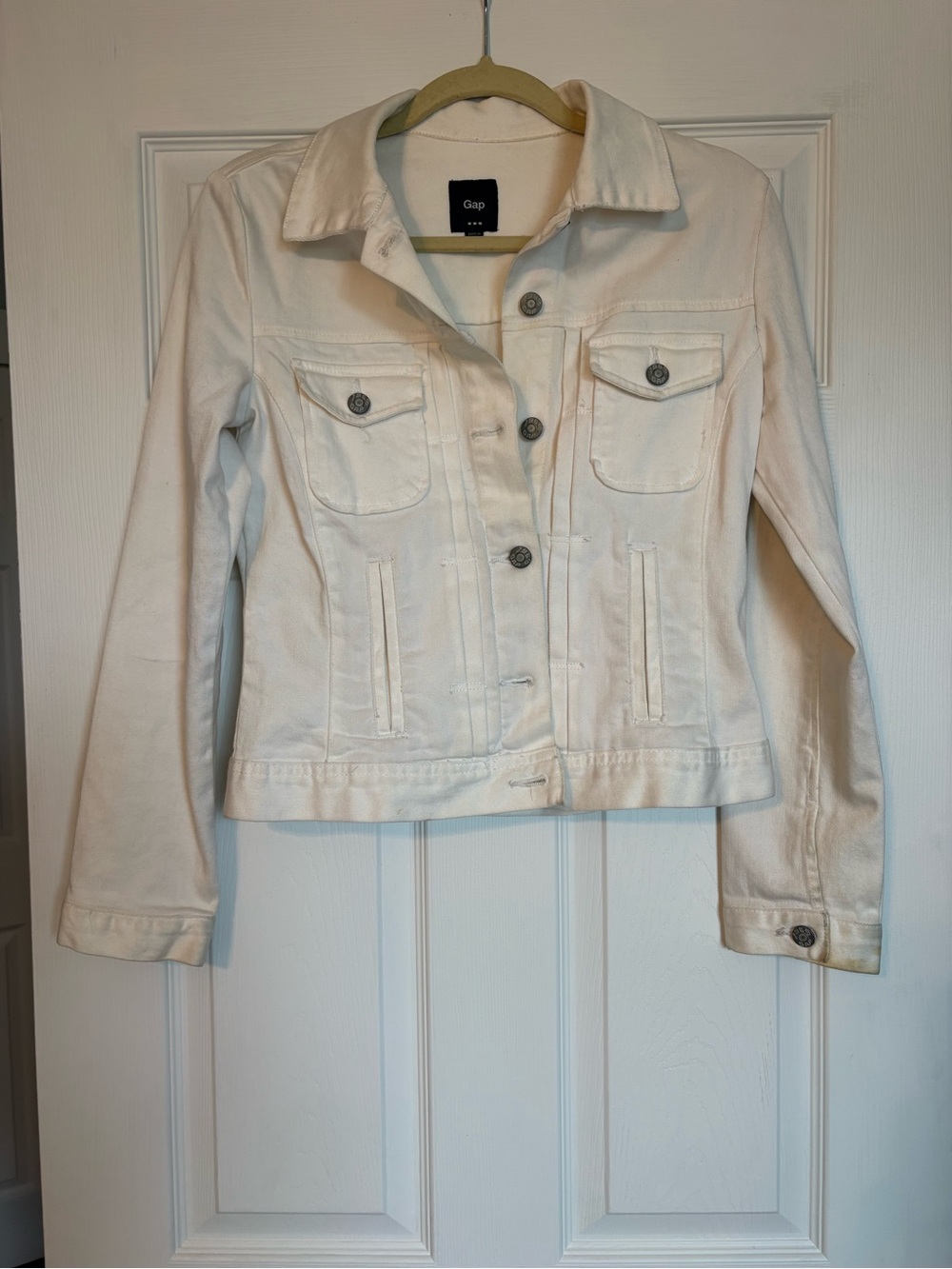 GAP White Women's Denim Jacket with Chest Pockets